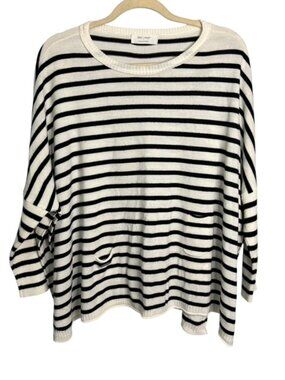 Mer Sea Sweater Women's One Size Oversized Stripes Navy White Nautical